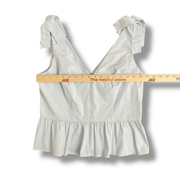 Express Light Blue Tie-Shoulder Peplum Top Women’s Medium - Picture 3 of 7